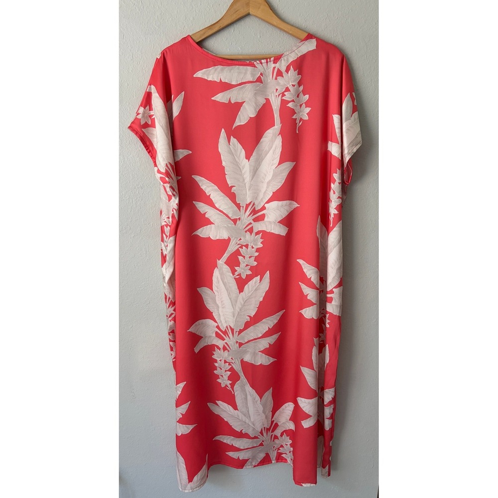 bryn Walker Coral Dress with Cream Tropical Print